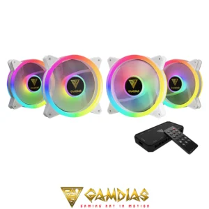 4 PACK SILENT ARGB FAN AEOLUS M2-1204R GAMDIAS WH