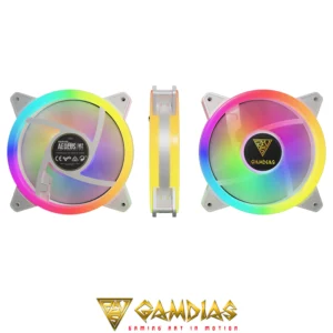 4 PACK SILENT ARGB FAN AEOLUS M2-1204R GAMDIAS WH - Image 4