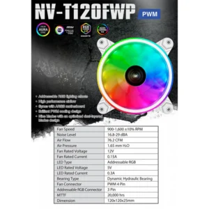 FAN RAIDMAX NV-T120FWP ARGB WH - Image 3