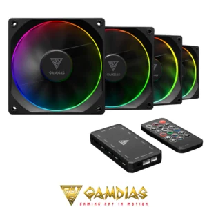 4 PACK ULTRA SILENT ARGB FAN AEOLUS M3-1204R GAMDIAS