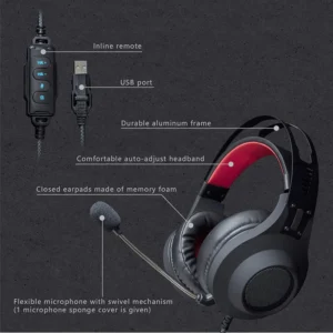 Sauker G08 Headphone Virtual 7.1 Dynamic LED Lights for PS4, PC - Image 3