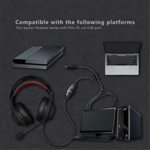 Sauker G08 Headphone Virtual 7.1 Dynamic LED Lights for PS4, PC - Image 6