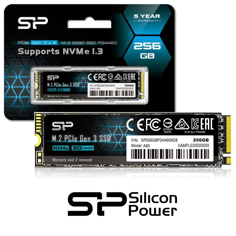 SSD SILICON POWER 256GB NVME-1 SSD NVMe Silicon-Power P34A60 256GB M.2 - Image 1