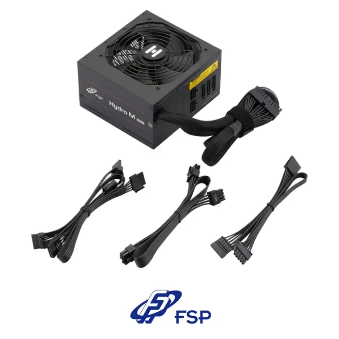 Alimentatore FSP Hydro Pro 500W 80+ Bronzo – Ventola Silenziosa 120mm, Condensatore 105°C, Cavi Neri Piatti