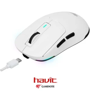 Mouse HAVIT MS969SE WH Tri-Mode Wired, 2.4G, BT5.1 Wireless 8000DPI Rechargeable Built-in Battery - Image 3