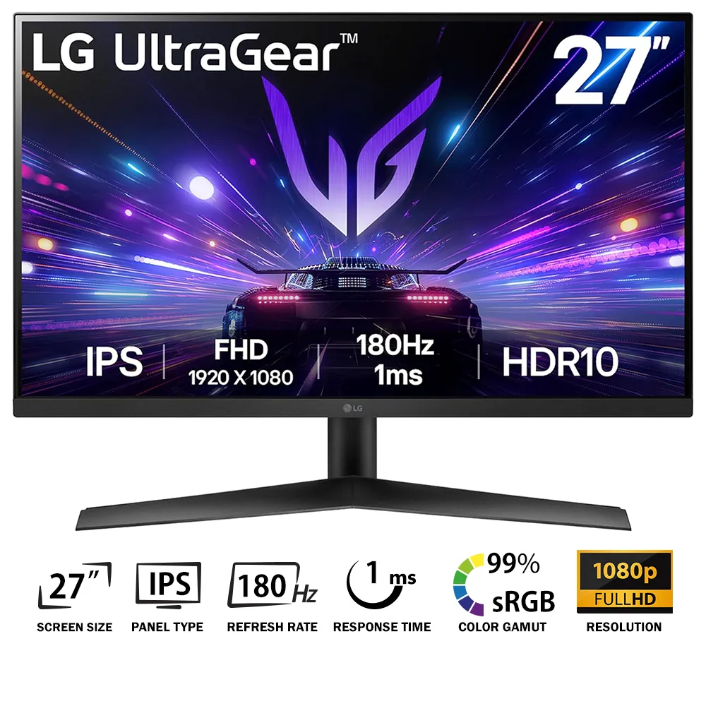 LG UltraGear 27GS60F-0 LG UltraGear 27" 27GS60F-B 180Hz IPS 1MS HDR10 - Image 1
