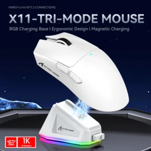 Mouse ATTACK SHARK X11, Magnetic Charging Dock BT/2.4G Wireless/Wired WHITE - Image 4