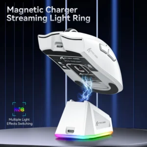 Mouse ATTACK SHARK X11, Magnetic Charging Dock BT/2.4G Wireless/Wired WHITE - Image 6
