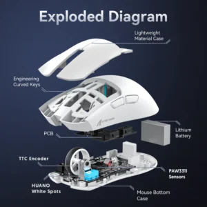 Mouse ATTACK SHARK X11, Magnetic Charging Dock BT/2.4G Wireless/Wired WHITE - Image 7