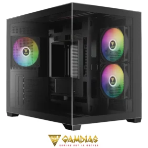 GAMDIAS AURA GC10M V2 BK 3 Built-in 120mm ARGB Fans - Image 2