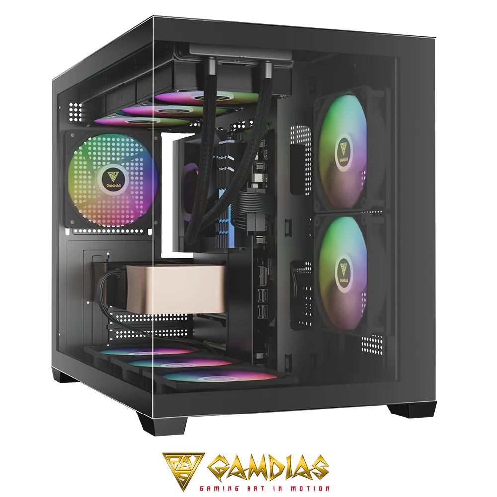 AURA GC10M V2 ARGB-1 GAMDIAS AURA GC10M V2 BK 3 Built-in 120mm ARGB Fans - Image 1