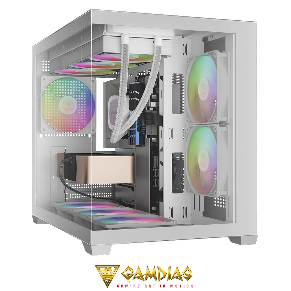 AURA GC10M V2 ARGB-9 GAMDIAS AURA GC10M V2 WH 3 Built-in 120mm ARGB Fans - Image 1