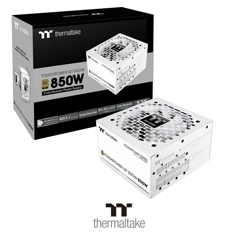 THERMALTAKE TOUGHPOWER GT Snow 850W-0 THERMALTAKE TOUGHPOWER GT Snow 850W ATX 3.1 80 Plus Gold Native 600W PCIe 5.1 - Image 1