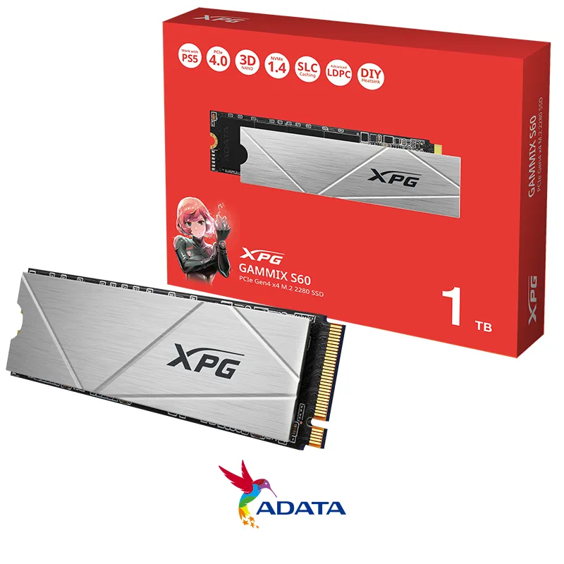 ADATA GAMMIX S60 PCIe Gen4 x4-0 SSD 1TB ADATA XPG GAMMIX S60 Blade PCIe 4.0 x4, NVMe, M.2 2280 Sequential Read Up to 5,000MB/s, Sequential Write Up to 4,200MB/s (CONFIG ONLY) - Image 1