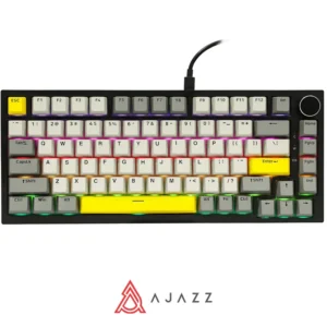 AJAZZ AK820 Wired Mechanical Keyboard with Knob, 75% ANSI Layout, 82 Keys, 5 Soundproof Foams, Hot Swap, Linear Switch