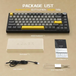 AJAZZ AK820 Wired Mechanical Keyboard with Knob, 75% ANSI Layout, 82 Keys, 5 Soundproof Foams, Hot Swap, Linear Switch - Image 12