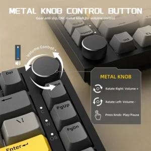 AJAZZ AK820 Wired Mechanical Keyboard with Knob, 75% ANSI Layout, 82 Keys, 5 Soundproof Foams, Hot Swap, Linear Switch - Image 5