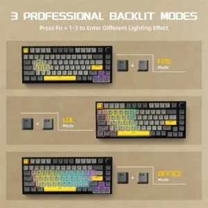 AJAZZ AK820 Wired Mechanical Keyboard with Knob, 75% ANSI Layout, 82 Keys, 5 Soundproof Foams, Hot Swap, Linear Switch - Image 14