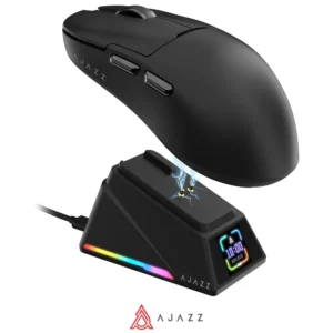 AJAZZ AJ159 APEX 8K Wireless, Magnetic Charging Dock with Screen, Pixart PAW3950 Sensor, Up to 42000DPI, 56g Ultralight, 100 Million Clicks HUANO Switch, Tri-Mode Mouse, BK