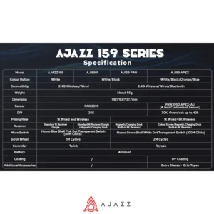 AJAZZ AJ159 APEX 8K Wireless, Magnetic Charging Dock with Screen, Pixart PAW3950 Sensor, Up to 42000DPI, 56g Ultralight, 100 Million Clicks HUANO Switch, Tri-Mode Mouse, WH - Image 11