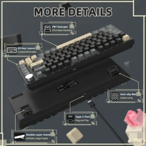 ATTACK SHARK K85 Magnetic Switch 75%, Rapid Trigger, RGB Backlit,82 Keys Wired Gasket Mount with Knob BK - Image 3