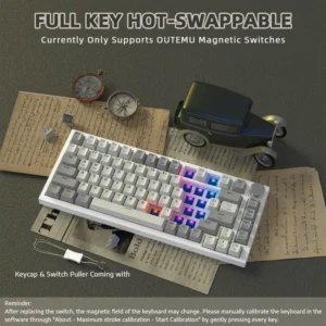 ATTACK SHARK K85 Magnetic Switch 75%, Rapid Trigger, RGB Backlit,82 Keys Wired Gasket Mount with Knob WH/GREY - Image 3