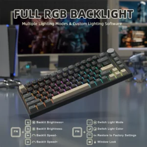 ATTACK SHARK K85 Magnetic Switch 75%, Rapid Trigger, RGB Backlit,82 Keys Wired Gasket Mount with Knob BK - Image 4