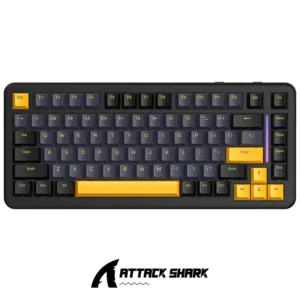ATTACK SHARK M86 Tri-mode Gasket, 75% Layout Gasket Custom Structure,Hot Swappable,RGB Backlit,Tri-Mode BT5.0/2.4GHz/USB-C BK/YELLOW