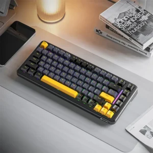 ATTACK SHARK M86 Tri-mode Gasket, 75% Layout Gasket Custom Structure,Hot Swappable,RGB Backlit,Tri-Mode BT5.0/2.4GHz/USB-C BK/YELLOW - Image 2