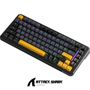 ATTACK SHARK M86 Tri-mode Gasket, 75% Layout Gasket Custom Structure,Hot Swappable,RGB Backlit,Tri-Mode BT5.0/2.4GHz/USB-C BK/YELLOW - Image 3