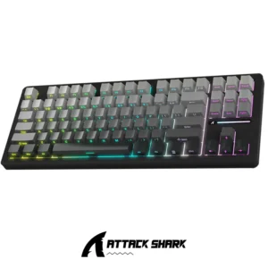 ATTACK SHARK M87 PRO Wireless,Hot Swappable Gasket RGB Custom Keyboard,Linear Switch&Side Printed PBT Keycaps,BT5.0/2.4Ghz/Type-C,5000mAh Battery (Moonlight)