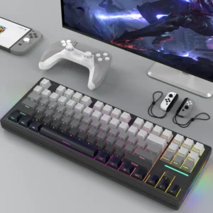 ATTACK SHARK M87 PRO Wireless,Hot Swappable Gasket RGB Custom Keyboard,Linear Switch&Side Printed PBT Keycaps,BT5.0/2.4Ghz/Type-C,5000mAh Battery (Moonlight) - Image 2