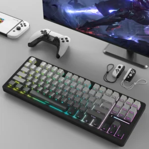 ATTACK SHARK M87 PRO Wireless,Hot Swappable Gasket RGB Custom Keyboard,Linear Switch&Side Printed PBT Keycaps,BT5.0/2.4Ghz/Type-C,5000mAh Battery (Moonlight) - Image 11