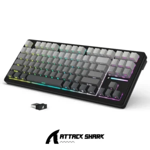 ATTACK SHARK M87 PRO Wireless,Hot Swappable Gasket RGB Custom Keyboard,Linear Switch&Side Printed PBT Keycaps,BT5.0/2.4Ghz/Type-C,5000mAh Battery (Moonlight) - Image 5