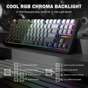 ATTACK SHARK M87 PRO Wireless,Hot Swappable Gasket RGB Custom Keyboard,Linear Switch&Side Printed PBT Keycaps,BT5.0/2.4Ghz/Type-C,5000mAh Battery (Moonlight) - Image 8