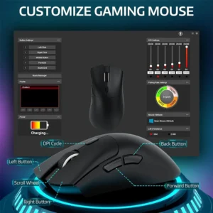 Mouse ATTACK SHARK R1 Wireless ,Tri-Mode Connection (2.4G/Wired/BT5.2),59g SUPERLIGHT, PixArt PAW3311 BK - Image 4