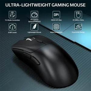 Mouse ATTACK SHARK R1 Wireless ,Tri-Mode Connection (2.4G/Wired/BT5.2),59g SUPERLIGHT, PixArt PAW3311 BK - Image 7