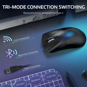 Mouse ATTACK SHARK R1 Wireless ,Tri-Mode Connection (2.4G/Wired/BT5.2),59g SUPERLIGHT, PixArt PAW3311 BK - Image 8
