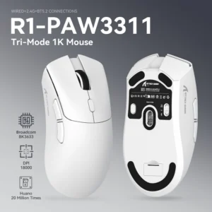 Mouse ATTACK SHARK R1 Wireless ,Tri-Mode Connection (2.4G/Wired/BT5.2),59g SUPERLIGHT, PixArt PAW3311 WH - Image 2
