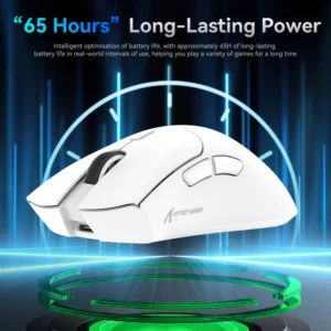 Mouse ATTACK SHARK R1 Wireless ,Tri-Mode Connection (2.4G/Wired/BT5.2),59g SUPERLIGHT, PixArt PAW3311 WH - Image 4