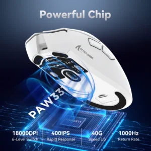 Mouse ATTACK SHARK R1 Wireless ,Tri-Mode Connection (2.4G/Wired/BT5.2),59g SUPERLIGHT, PixArt PAW3311 WH - Image 6