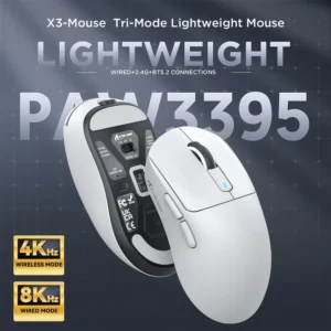 Mouse ATTACK SHARK X3 PRO 4K/8K Lightweight Tri-Mode(Wired/2.4GHz/BT) PAW3395 WHITE - Image 6