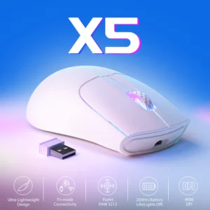 Mouse ATTACK SHARK X5 Wireless, Tri-Modes BT 5.1/2.4Ghz/USB-C,Lightweight 49g,PAW3212, Rechargeable Battery - Image 5