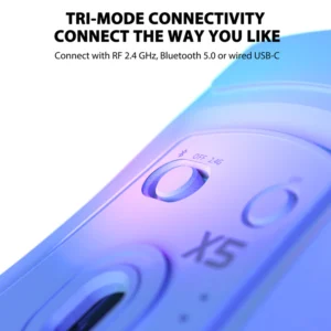 Mouse ATTACK SHARK X5 Wireless, Tri-Modes BT 5.1/2.4Ghz/USB-C,Lightweight 49g,PAW3212, Rechargeable Battery - Image 6