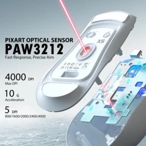 Mouse ATTACK SHARK X5 Wireless, Tri-Modes BT 5.1/2.4Ghz/USB-C,Lightweight 49g,PAW3212, Rechargeable Battery - Image 10