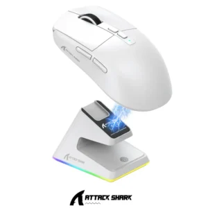Mouse ATTACK SHARK X6 Lightweight Wireless PixArt PAW3395  Tri-Mode Connection Up to 26K DPI RGB Touch Magnetic Charging Base WH