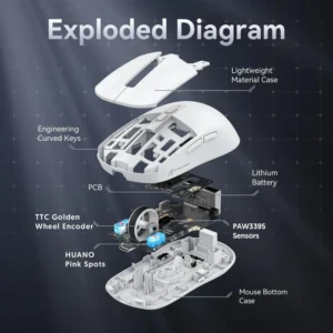 Mouse ATTACK SHARK X6 Lightweight Wireless PixArt PAW3395  Tri-Mode Connection Up to 26K DPI RGB Touch Magnetic Charging Base BK - Image 2