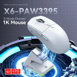 Mouse ATTACK SHARK X6 Lightweight Wireless PixArt PAW3395  Tri-Mode Connection Up to 26K DPI RGB Touch Magnetic Charging Base BK - Image 5