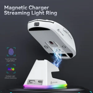 Mouse ATTACK SHARK X6 Lightweight Wireless PixArt PAW3395  Tri-Mode Connection Up to 26K DPI RGB Touch Magnetic Charging Base BK - Image 7