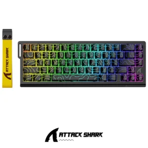 ATTACK SHARK X68 HE 60% Rapid Trigger Magnetic Switch Wired TKL with Adjustable Actuation,Hall Effect Magnetic Switch,8KHz Polling Rate,RGB Backlit BK